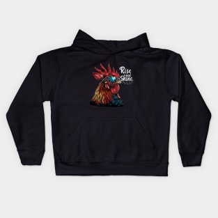 Rise and Shine - Rooster (with White Lettering) Kids Hoodie